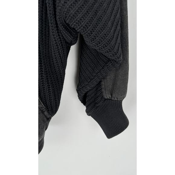 IB Sport Vintage Black Denim Sweater Jacket Aztec Turquoise Womens Large - Picture 11 of 16